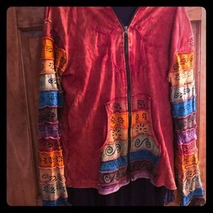 Patchwork sun zip up hoodie